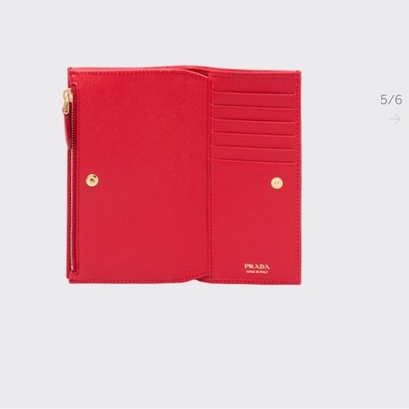 Prada - Large Saffiano Leather Wallet - Fiery Red - Picture 5 of 8